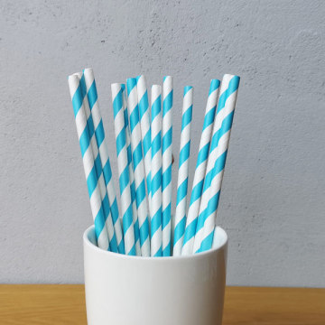 Blue Big Striped Drinking Paper Straws 2021