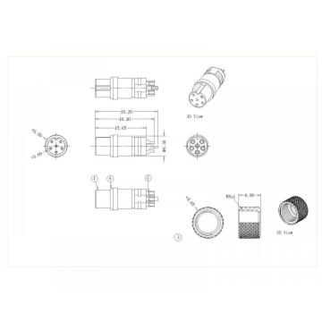 M8-XP-F-146-1 M8 6 ~ 8p Weibliche Drahtseite