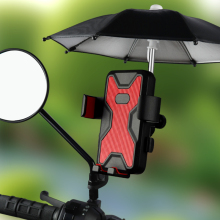 Umbrella Sunscreen Motorcycle Phone Holder - One Button Lock Bike Bicycle Mount