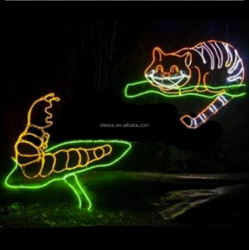 Cheshire Cat Rope Light Silhouette for Zoo Winter Wonderland Christmas Display