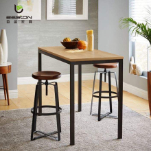 Factory Price Wooden Top Metal Frame Long Kitchen Bar Counter Table