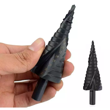 Buena calidad de 4-32 mm Triangle Spiral Step Cone HSS Hex Shank Hyper Stepped Drill Bits para metal