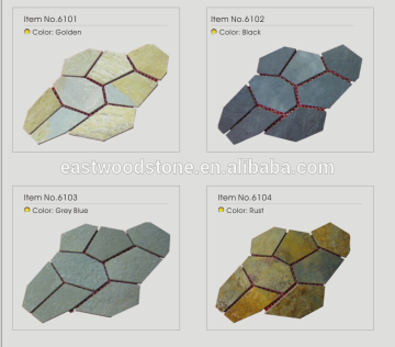 rondom flag stone on mesh,irregular flagestone for garden