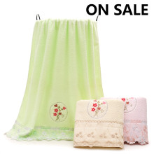 Bargain Price Stock Towels Edge Flower Bath Towels