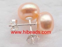 Flat freshwater 8-8.5mm pink pearl earrings FPE0014