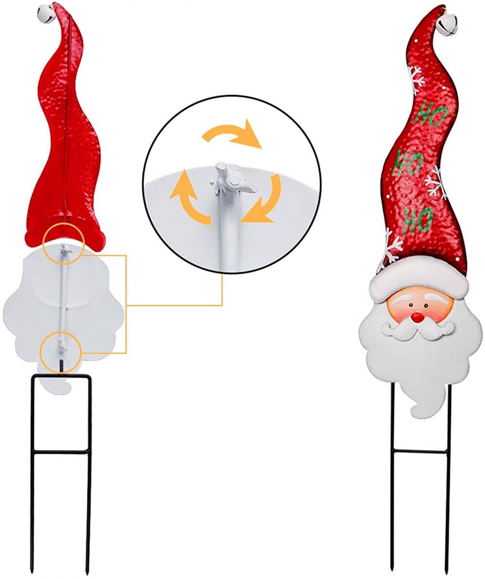 2 Pack Christmas Metal Stakes avec Tinkle Bell