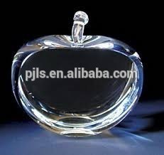 glass apple fruit paperweight with flat surface