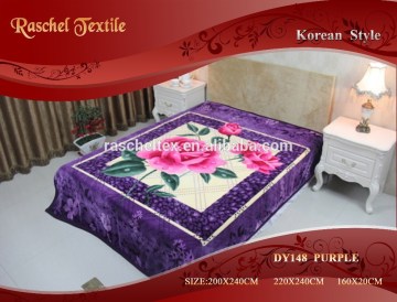 100% Polyester Korean Style Raschel blankets