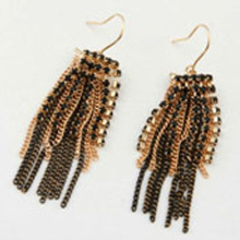 Drop earrings free samples with strands chains and black crystal