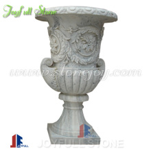 Hand-Carved White Marble Flowerpots, Marble planters