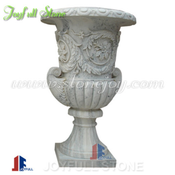 Hand-Carved White Marble Flowerpots, Marble planters