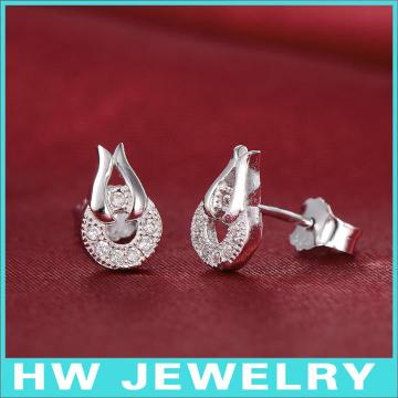 HWME368 coral silver earrings