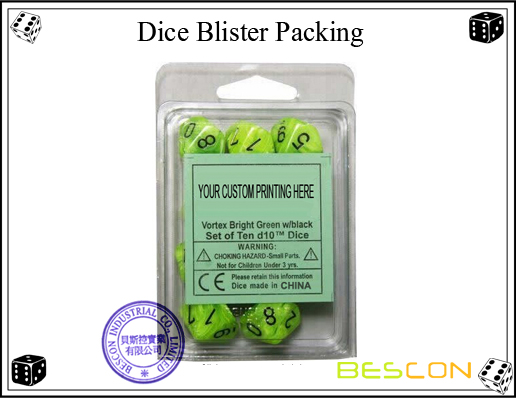 Würfel Blister Verpackung Dice Blister Packing