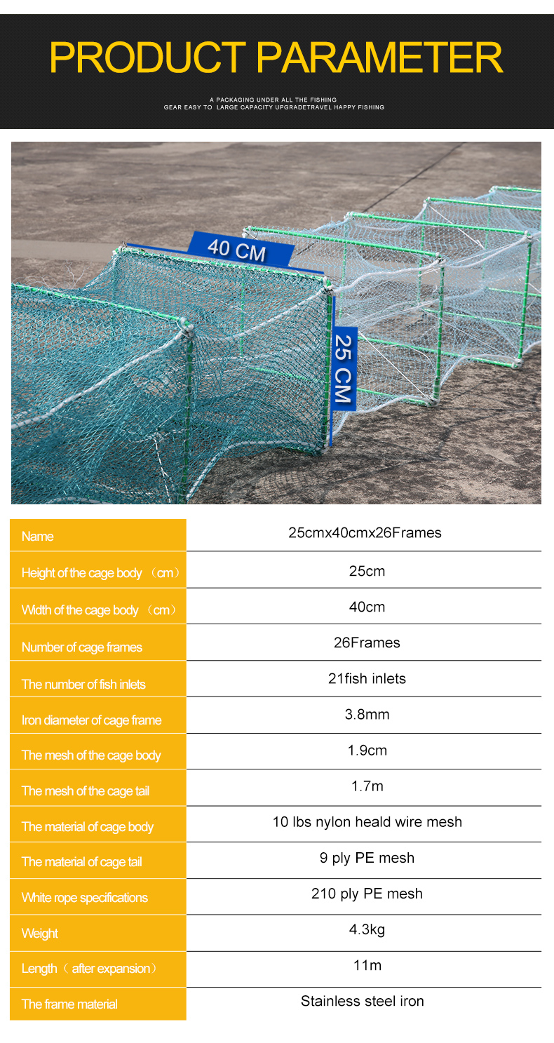 Hot Selling 12m Fishing Net Shrimp Cage Crayfish Pot Crab Pot