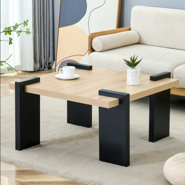 Modern Luxury Black and Wood Panel Side Table