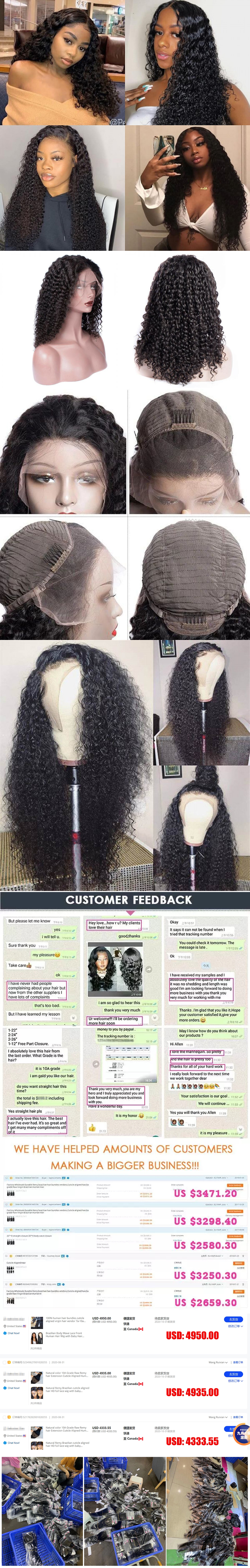 Brazilian Cuticle Aligned Indian hair wigs Curly lace front wig Natural color Unprocessed Virgin Human hair wigs for black women