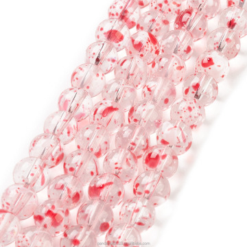 Pandahall 8mm Red Glass Beads: Transparent Baking Painted Bead Pack