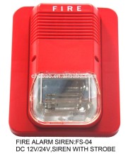 FS-04,DC 12v 24v fire alarm siren ,strobe light siren