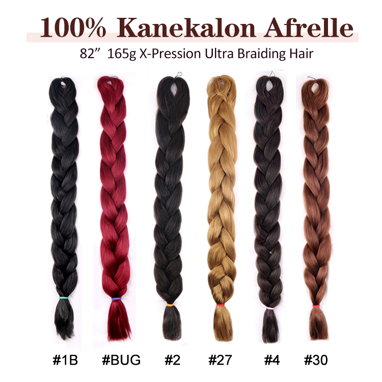 Wholesale 100% Kanekalon 82 Inch 165G Ultra Braid Ombre Synthetic Extension Jumbo Ultra Braid Hair