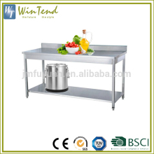 Square tube work table with backsplash kitchen fish cleaning stainless steel worktable