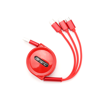 Yijiashishang 120cm 3 in 1 USB Multi Charger Cable Portable Round Box Retractable USB Charge Cable