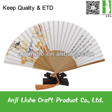 Foldable Hand Fan silk fabric dancing fans with autumn scenery