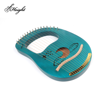 Solid Okoume Lyre Harp with Moon Shape Sound Hole: 17 Strings Musical Instrument