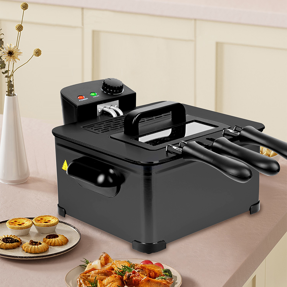 2000W 4L Black Stainless Aço Electric Deep Fryer