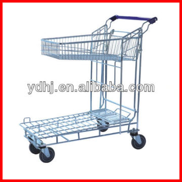 Zinc Plated Warehouse Metallic Hand Trolley With Durable Wheels YD-J144