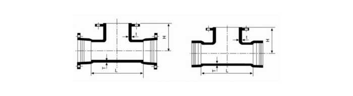 DOUBLE SOKCET TEE WITH FLANGED DRAWING