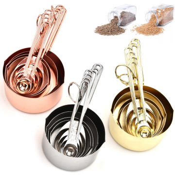 4pcs/8pcs Measuring Spoons Set Stainless Steel Coffee Sugar Scoop Cake Flour Measuring Kits Kitchen Cooking Tools Home Baking