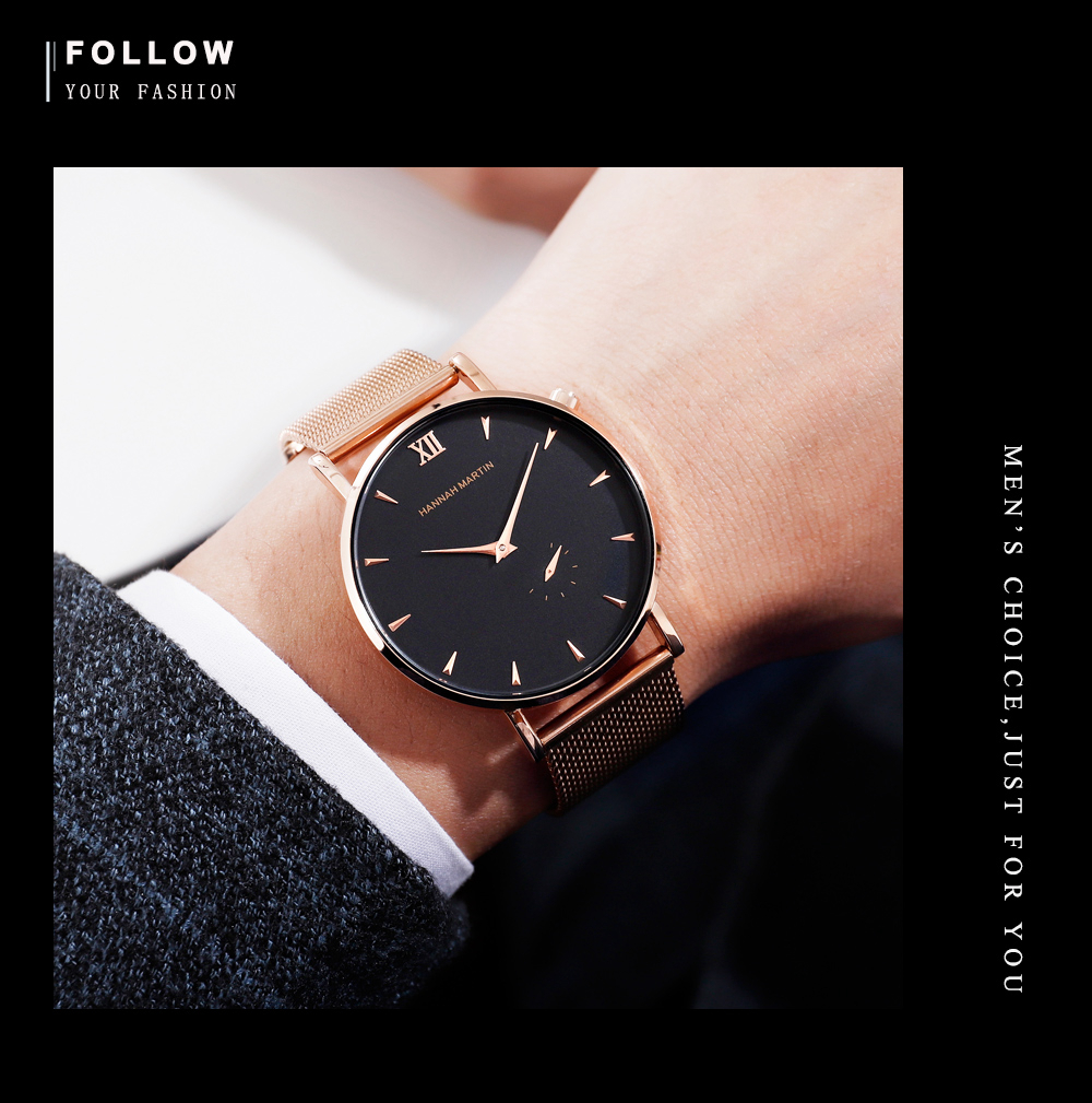 HANNAH MARTIN HM-10201Specific Design Men Quartz Wrist Watches Waterproof Simple Design Fashion Man Bracelet Hand Watch