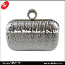 Noble Silver Rhinestones Hasp Evening Clutch Bag
