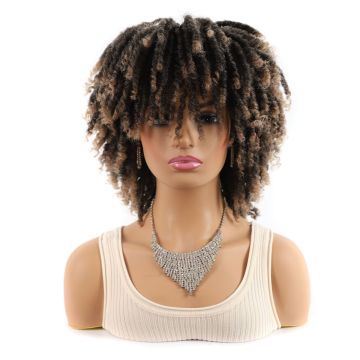 African small curly wig head illustration African tube curly hollow curly small dirty braid wig headgear wigs