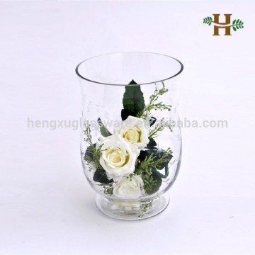 Engraved Clear Glass Hurricane Lantern Vase