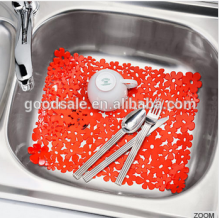 Red Flower Big Size Kitcher Products Rubber Kitcher Sink Mats