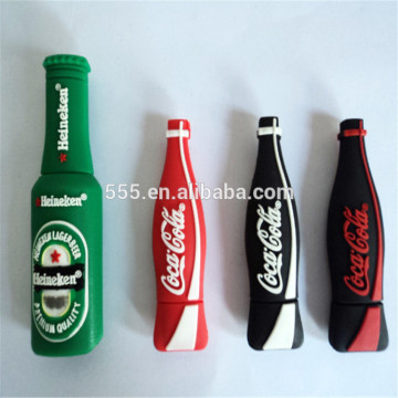 PVC beer bottle shaped USB flash drive, promotional drink gifts USB pendrive