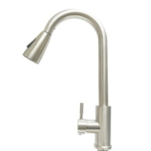Modern Argent High Arc Single Handle Stainless Steel Pull Down Sprayer Kitchen Faucet