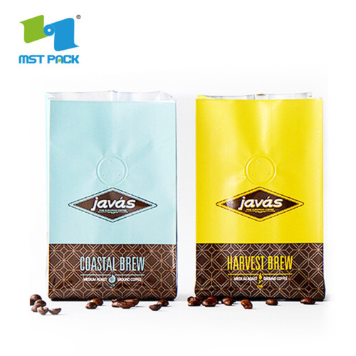 Square flat Bottom zipper Plastic Bag For Coffee pouch Packaging bag With Valve