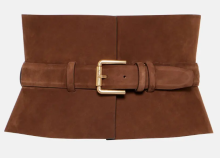 Wide Brown Velvet Waist Belt
