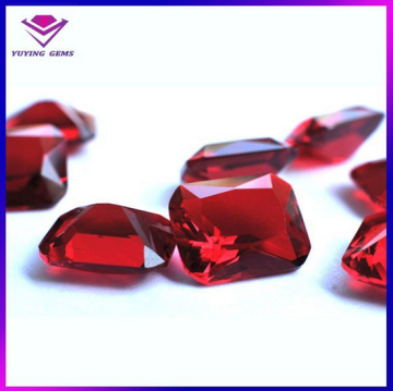 Red Glass Gem Clear Red Stone Rectangle Cut Gem
