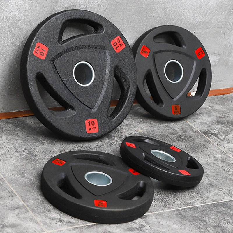 Gym Equipment 3 Hole Frosting Rubber Coated Weight Plates