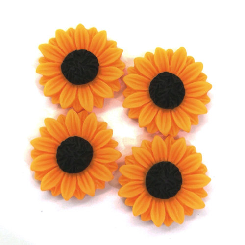 Sunflower Shaped Resin Cabochon Flat Back Beads Spacer For Handmade Craftwork Decoration Spacer Room Ornaments