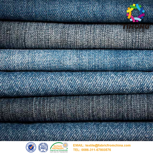 Kadınların pantolon mavi saten denim kumaş