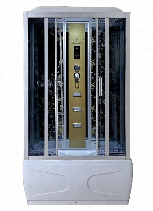 Dreamline Black Shower Door Straight Luxury Steam Shower Room with Hydro Massage