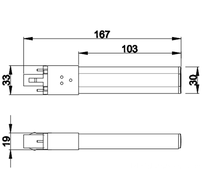 PL-G23-12-6W G23 LED Tube size