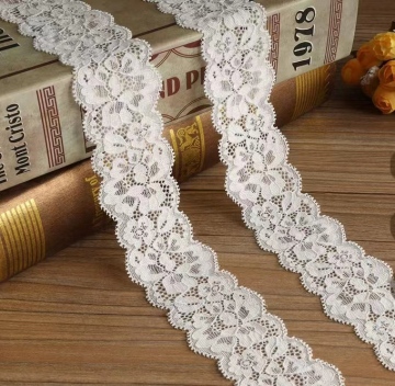 Nylon Eyelash Lace Trim - Floral Garden Pattern Elastic Trim