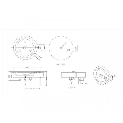 BT-S-SN-A-502 16mm PC Batterijhouder