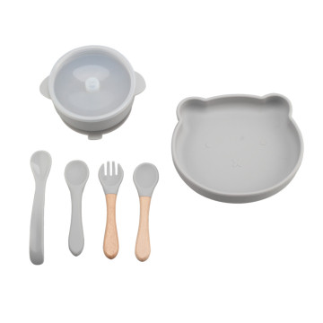 Gray color children dinner plate set