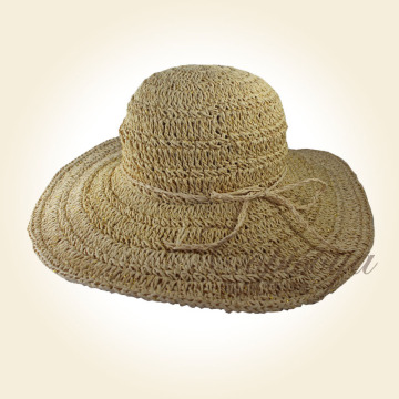 big brim golden yarn crochet hat